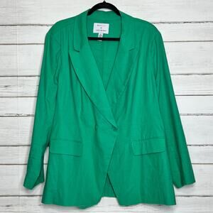 Lane Bryant x BeautiCurve Linen Blend Blazer Jacket Green Plus Size 20
